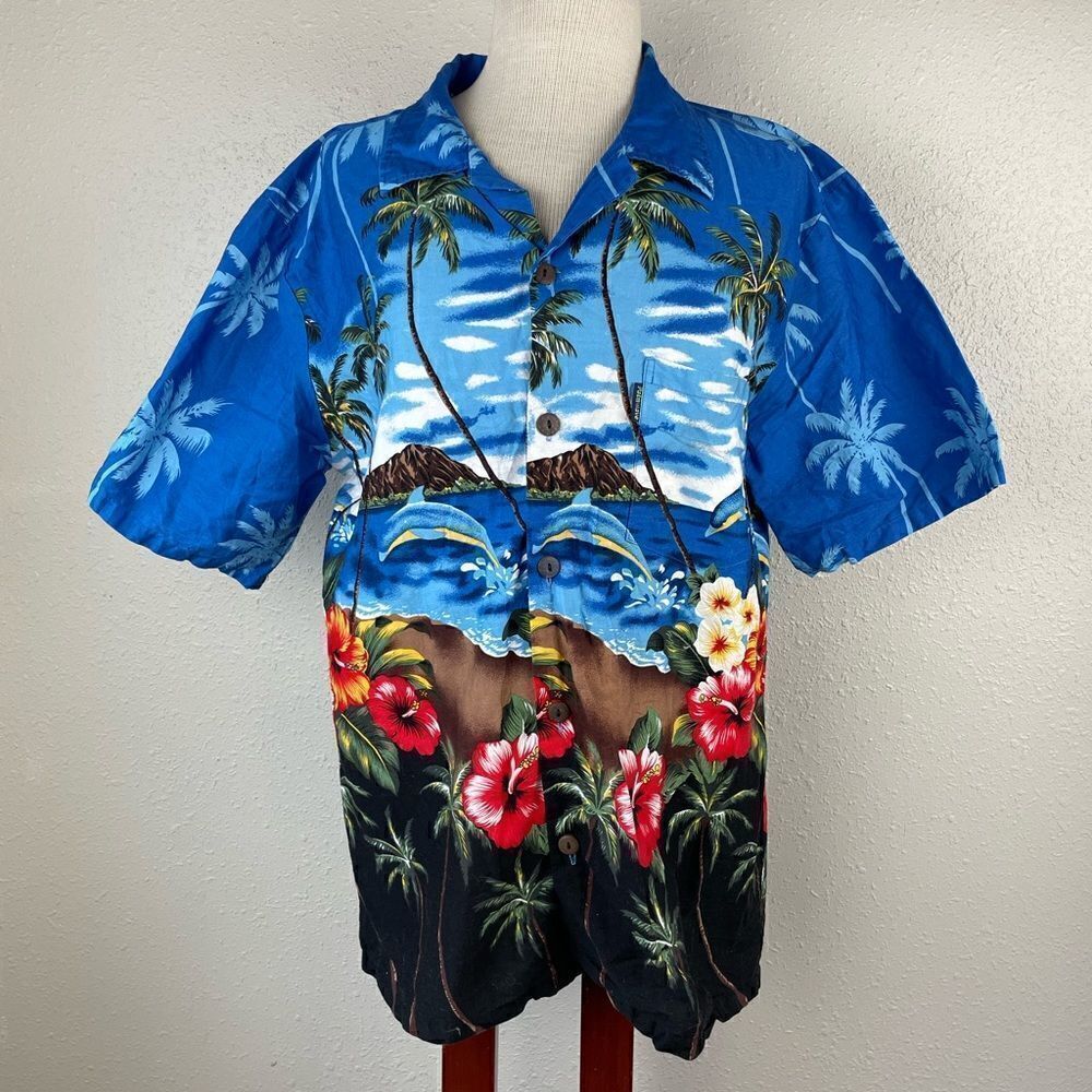 Palmwave Hawaii Short Sleeve Button Down Shirt Size M EUC